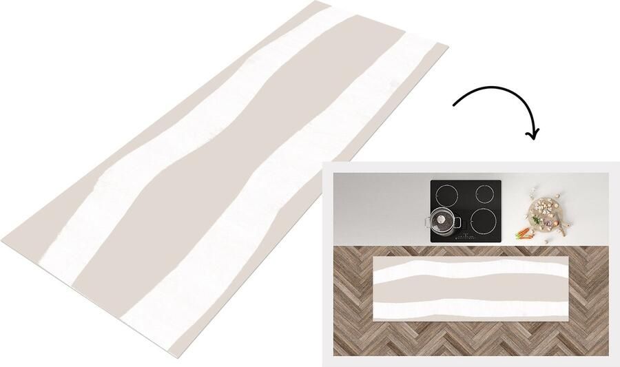 KitchenYeah Keukenloper Loper keuken Lijn Pastel Minimalisme Patronen 180x60 cm Keukenloper vinyl