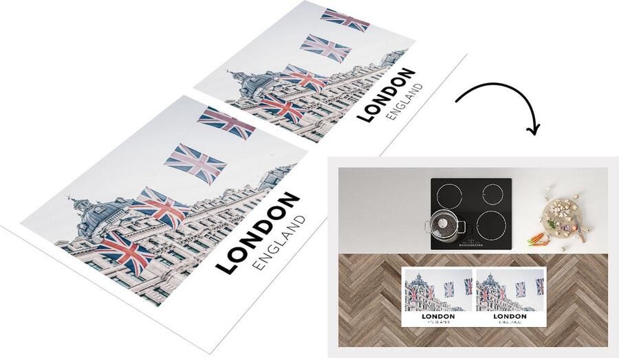 KitchenYeah Keukenloper Loper keuken Londen Engeland Vlag 120x50 cm Keukenloper vinyl