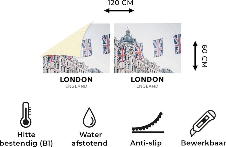 KitchenYeah Keukenloper Loper keuken Londen Engeland Vlag 120x60 cm Keukenloper vinyl