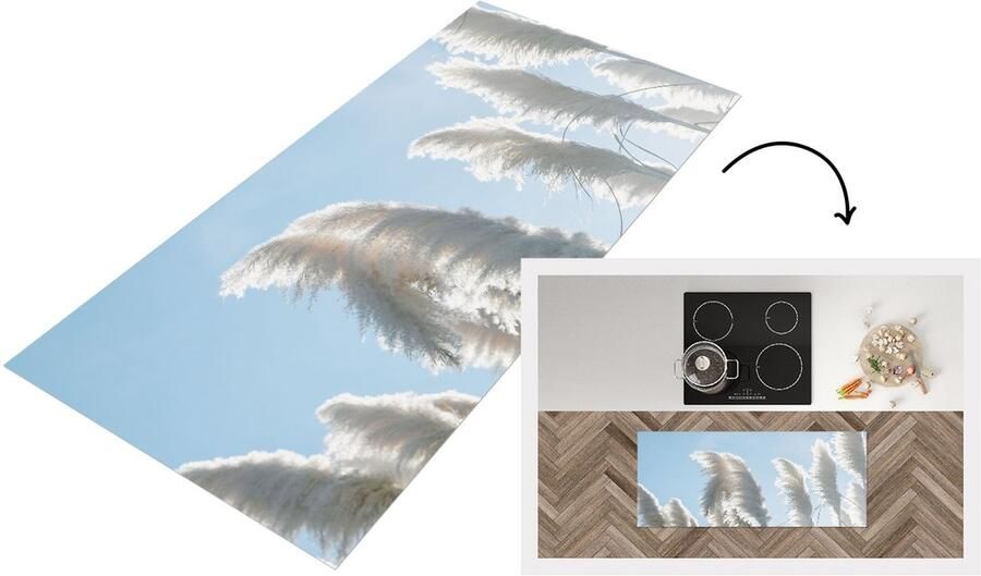 KitchenYeah Keukenloper Loper keuken Lucht Gras Pampasgras 120x50 cm Keukenloper vinyl