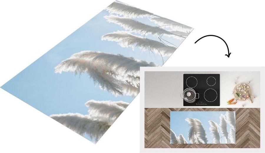 KitchenYeah Keukenloper Loper keuken Lucht Gras Pampasgras 120x60 cm Keukenloper vinyl