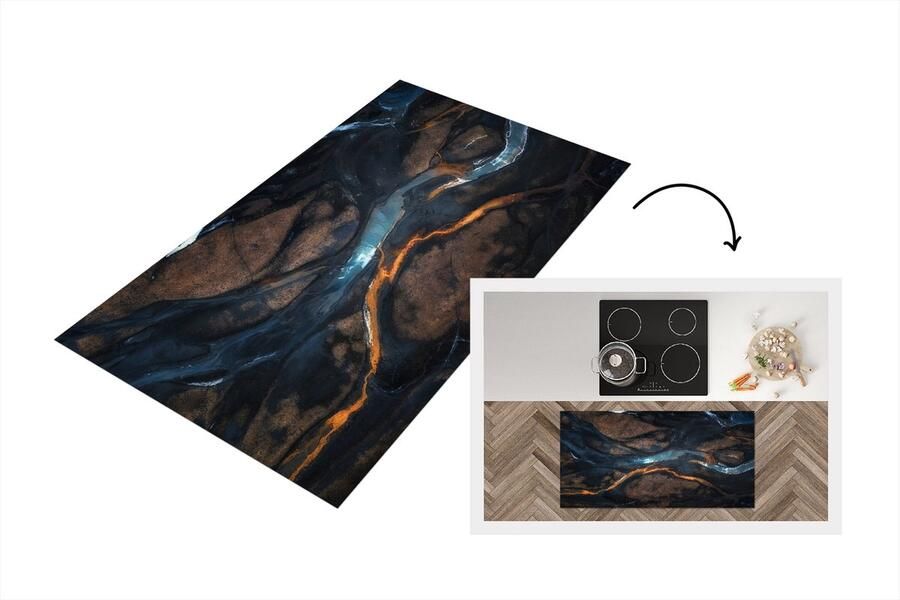 KitchenYeah Keukenloper Loper keuken Luchtfoto met uitzicht op het blauwe water van een rivier 120x60 cm Keukenloper vinyl