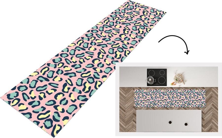 KitchenYeah Keukenloper Loper keuken Luipaard Pastel Dieren Patronen 240x60 cm Keukenloper vinyl