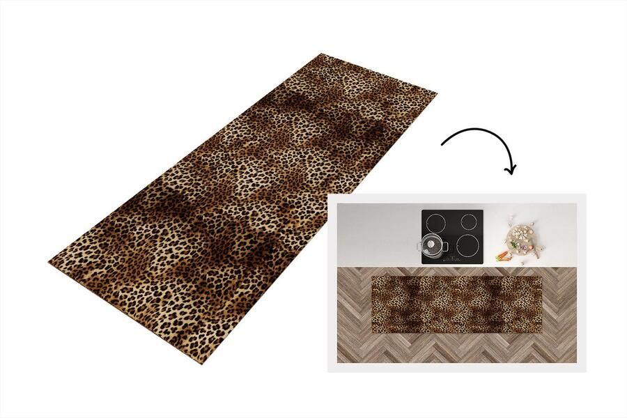 KitchenYeah Keukenloper Loper keuken Luipaard Patronen Dieren 180x60 cm Keukenloper vinyl