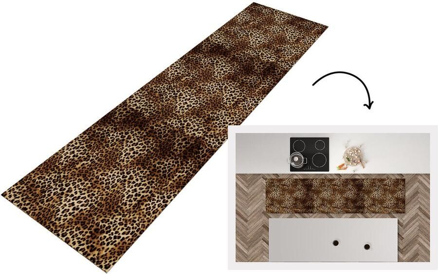 KitchenYeah Keukenloper Loper keuken Luipaard Patronen Dieren 240x60 cm Keukenloper vinyl