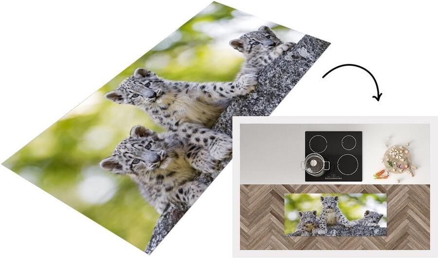 KitchenYeah Keukenloper Loper keuken Luipaard Welpen Stenen 120x50 cm Keukenloper vinyl