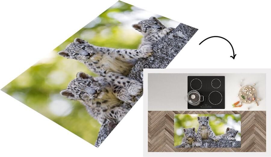 KitchenYeah Keukenloper Loper keuken Luipaard Welpen Stenen 120x60 cm Keukenloper vinyl