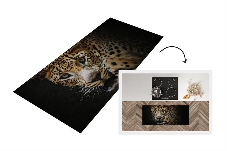 KitchenYeah Keukenloper Loper keuken Luipaard Wilde dieren Licht 120x50 cm Keukenloper vinyl