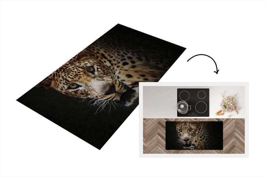 KitchenYeah Keukenloper Loper keuken Luipaard Wilde dieren Licht 120x60 cm Keukenloper vinyl