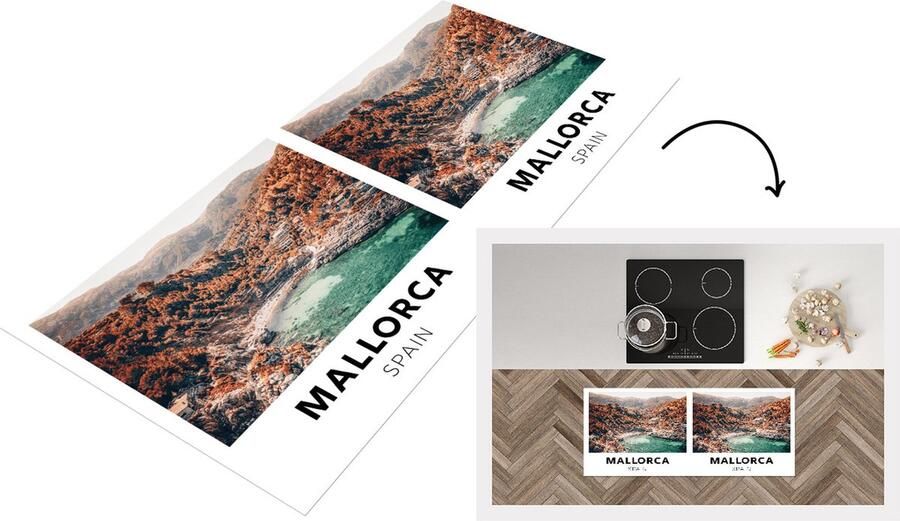 KitchenYeah Keukenloper Loper keuken Mallorca Spanje Berg 120x50 cm Keukenloper vinyl