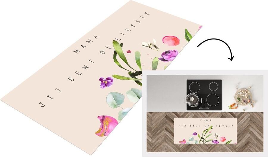 KitchenYeah Keukenloper Loper keuken Mama jij bent de liefste Spreuken Mama Quotes 120x50 cm Keukenloper vinyl