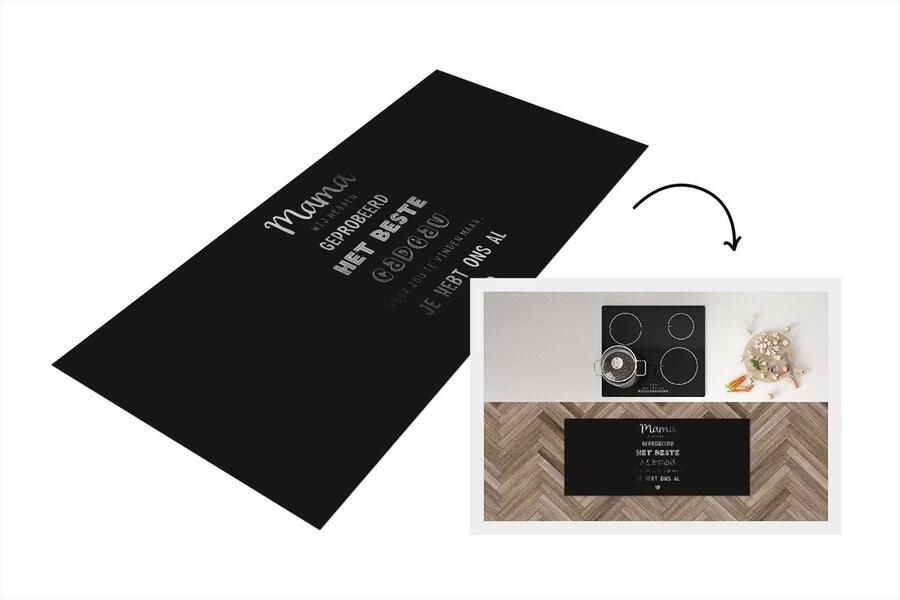 KitchenYeah Keukenloper Loper keuken Mama Moeder Quotes Moederdag cadeau voor mama zwart wit 120x50 cm Keukenloper vinyl