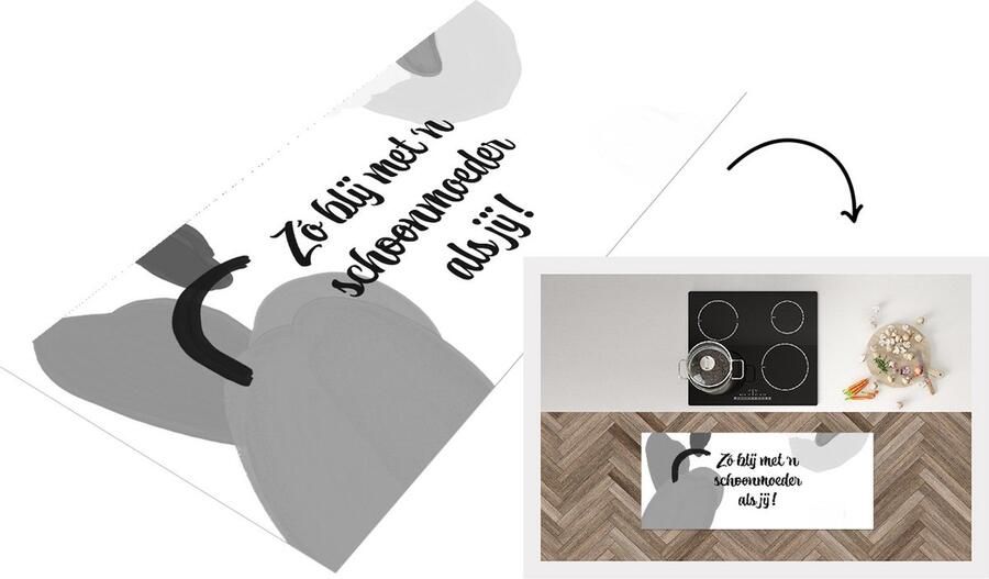 KitchenYeah Keukenloper Loper keuken Mama Moederdag Schoonmoeder cadeau Moederdag cadeautje zwart wit 120x50 cm Keukenloper vinyl