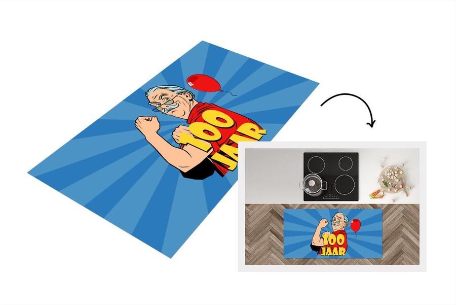 KitchenYeah Keukenloper Loper keuken Man Verjaardag 100 120x60 cm Keukenloper vinyl