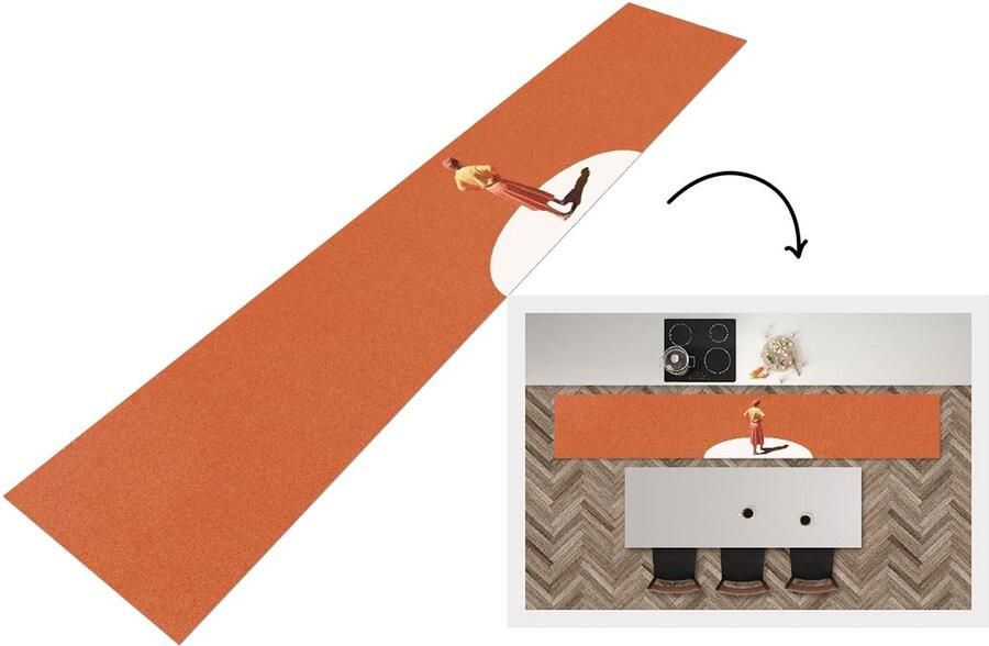 KitchenYeah Keukenloper Loper keuken Man Vintage Cirkel 300x50 cm Keukenloper vinyl