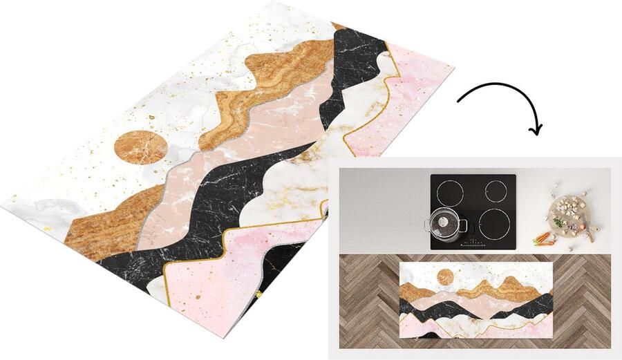 KitchenYeah Keukenloper Loper keuken Marmer Bergen Zon 120x60 cm Keukenloper vinyl