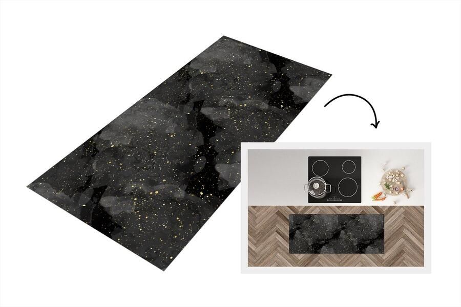 KitchenYeah Keukenloper Loper keuken Marmer Glitter Goud Zwart Patronen 120x50 cm Keukenloper vinyl