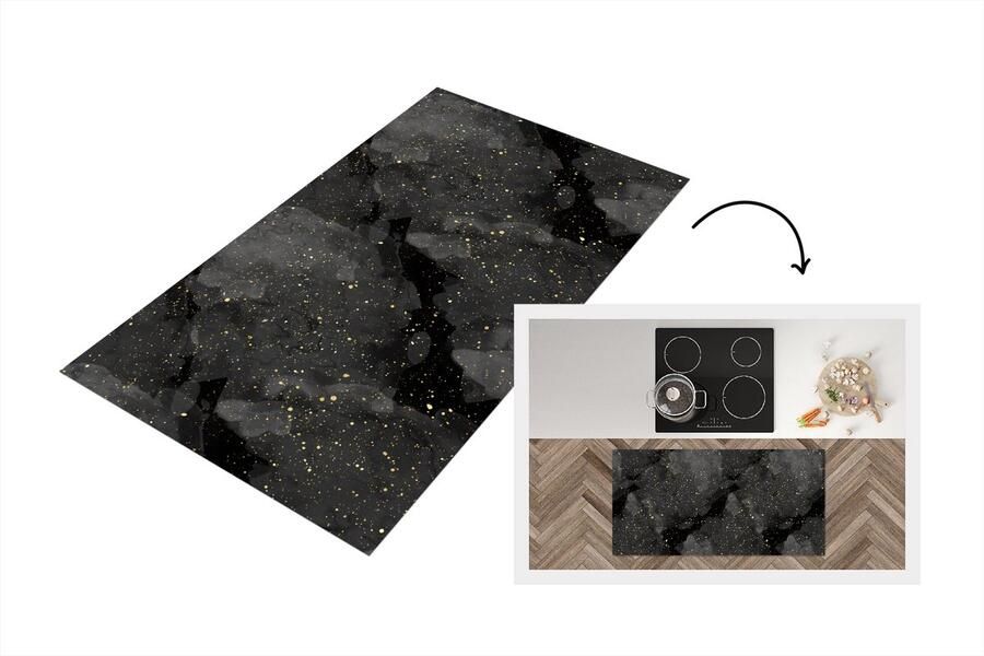 KitchenYeah Keukenloper Loper keuken Marmer Glitter Goud Zwart Patronen 120x60 cm Keukenloper vinyl