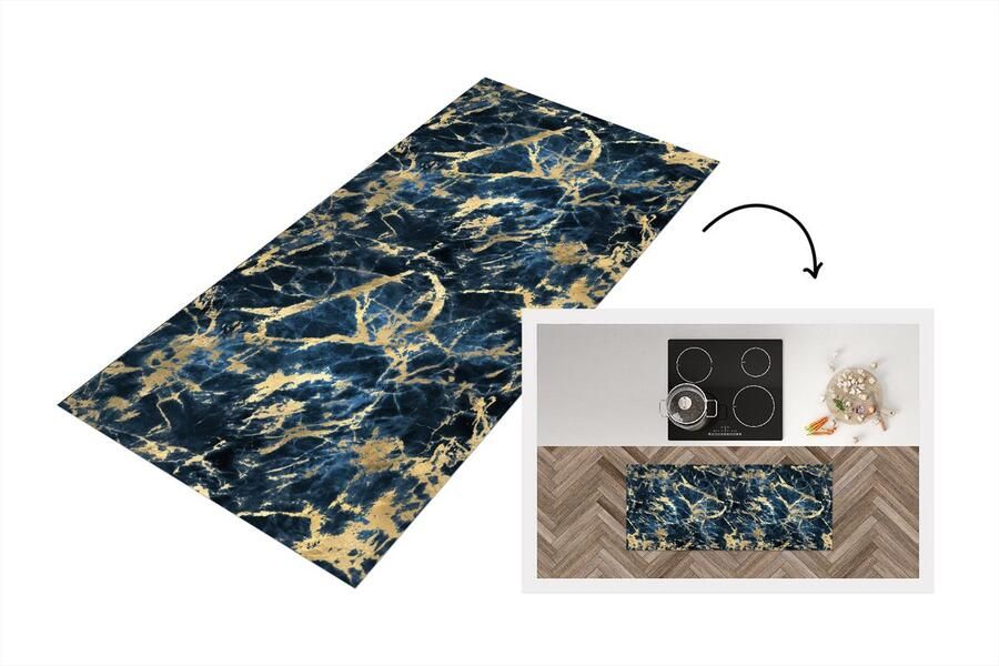 KitchenYeah Keukenloper Loper keuken Marmer Goud Luxe Design 120x50 cm Keukenloper vinyl