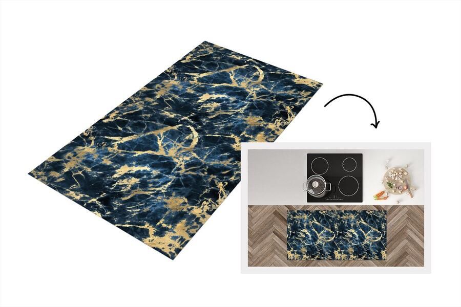 KitchenYeah Keukenloper Loper keuken Marmer Goud Luxe Design 120x60 cm Keukenloper vinyl