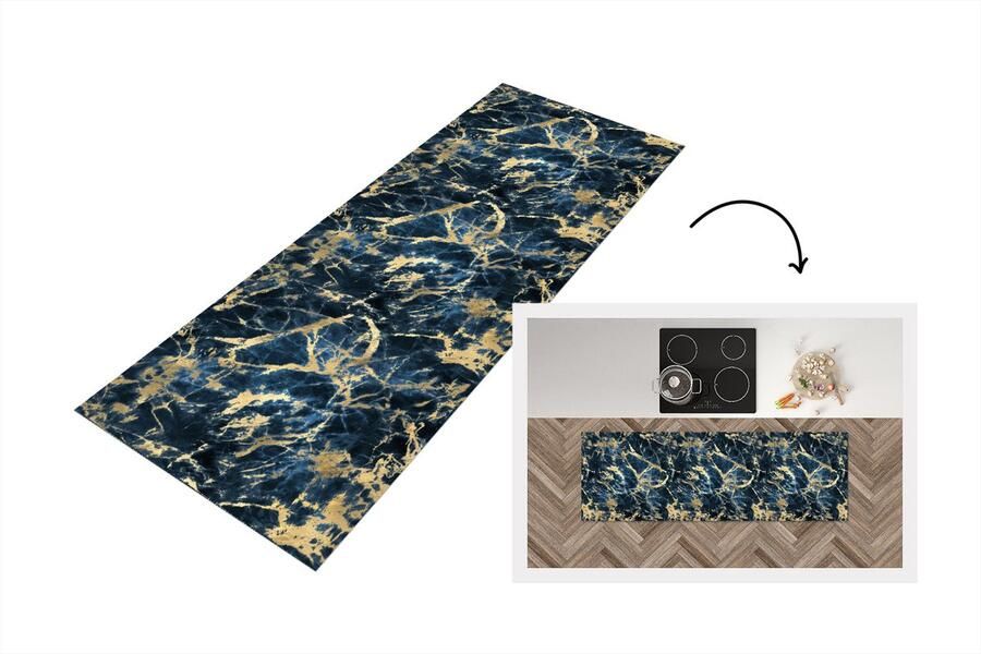 KitchenYeah Keukenloper Loper keuken Marmer Goud Luxe Design 150x50 cm Keukenloper vinyl