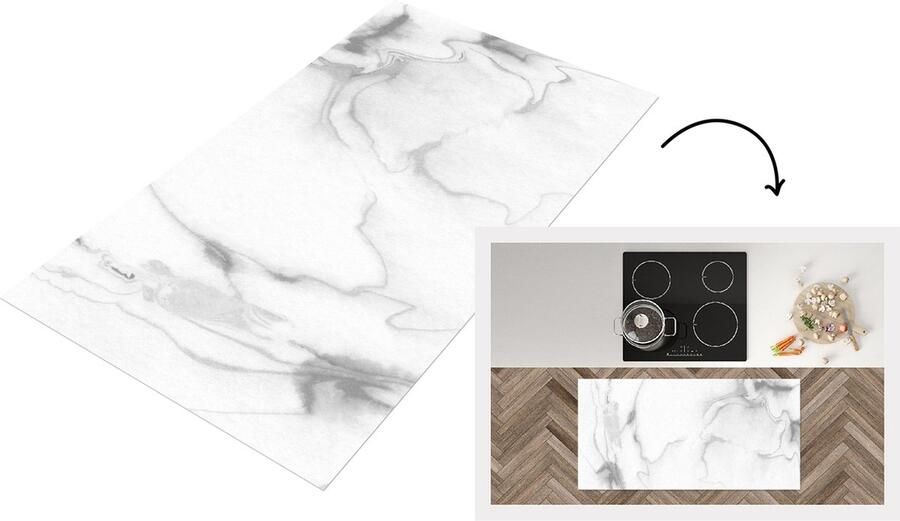 KitchenYeah Keukenloper Loper keuken Marmer Grijs Lijn 120x60 cm Keukenloper vinyl