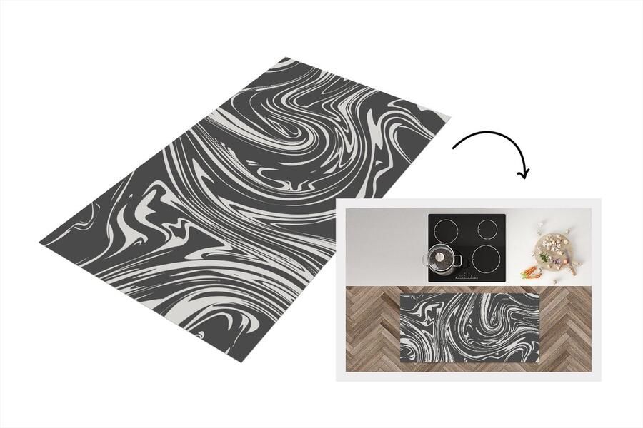 KitchenYeah Keukenloper Loper keuken Marmer Grijs Lijn 120x60 cm Keukenloper vinyl