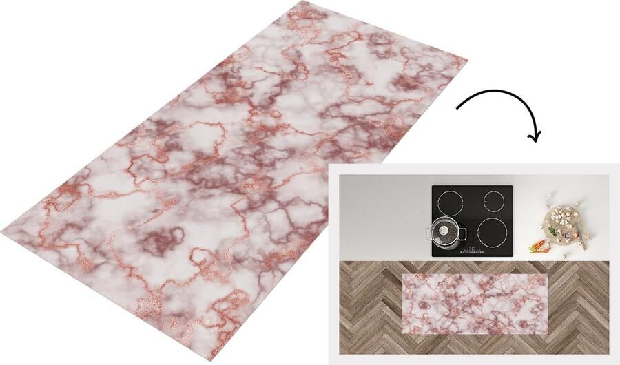 KitchenYeah Keukenloper Loper keuken Marmer Paars Patronen 120x50 cm Keukenloper vinyl