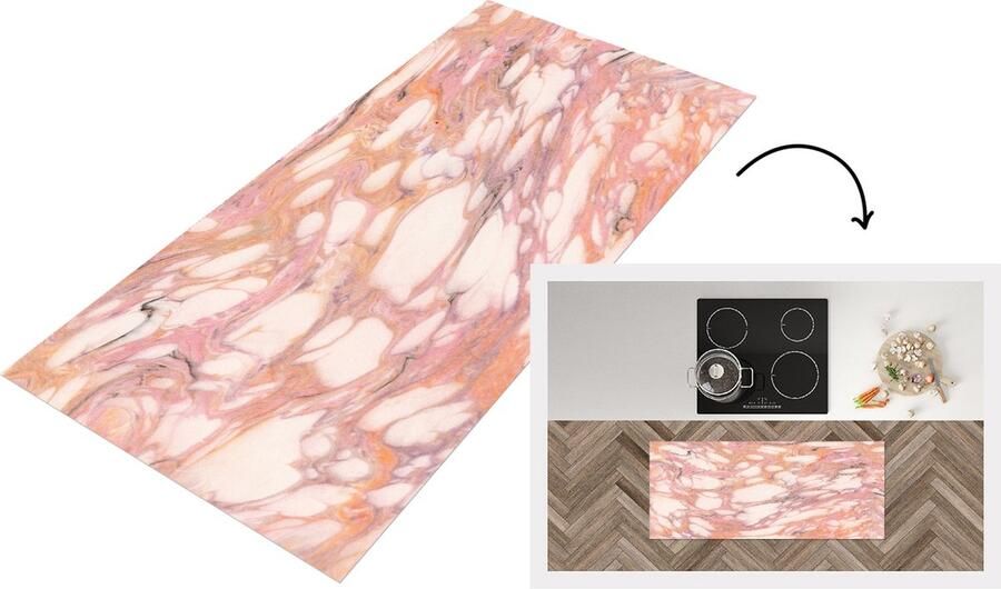 KitchenYeah Keukenloper Loper keuken Marmer Paars Zwart 120x50 cm Keukenloper vinyl