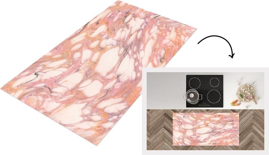 KitchenYeah Keukenloper Loper keuken Marmer Paars Zwart 120x60 cm Keukenloper vinyl