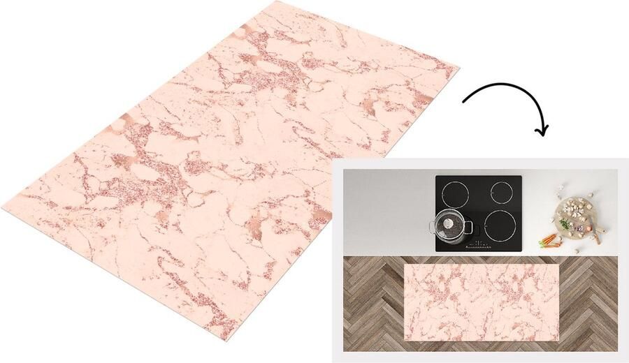 KitchenYeah Keukenloper Loper keuken Marmer Rose goud Patronen Chic 120x60 cm Keukenloper vinyl