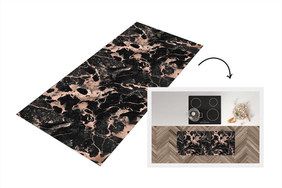 KitchenYeah Keukenloper Loper keuken Marmer Rose Patronen Chic 120x50 cm Keukenloper vinyl