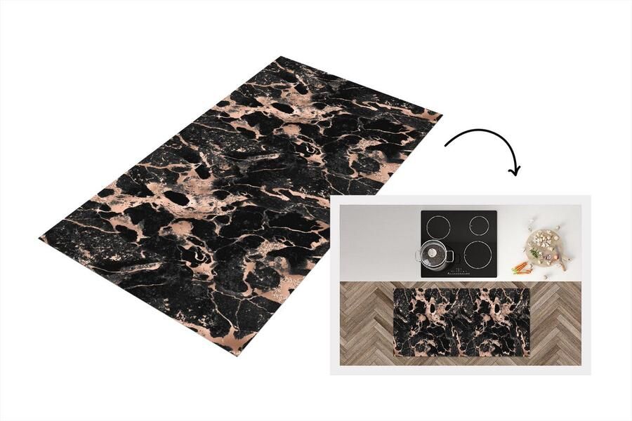 KitchenYeah Keukenloper Loper keuken Marmer Rose Patronen Chic 120x60 cm Keukenloper vinyl