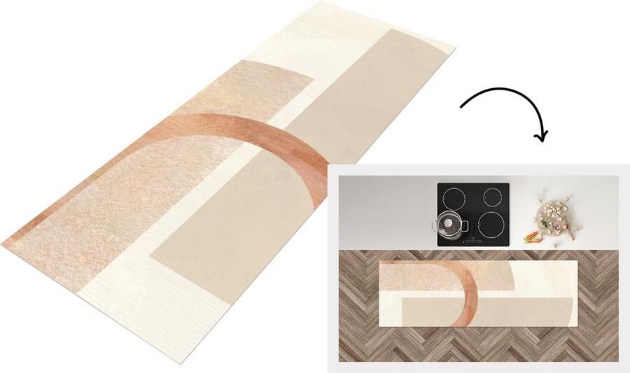 KitchenYeah Keukenloper Loper keuken Marmer Roze Design 150x50 cm Keukenloper vinyl