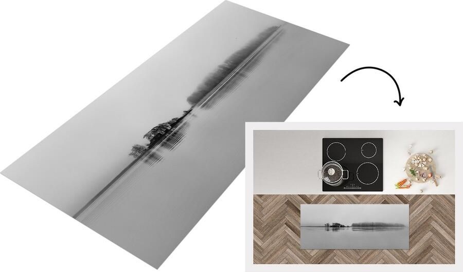 KitchenYeah Keukenloper Loper keuken Meer zwart-wit foto 120x50 cm Keukenloper vinyl