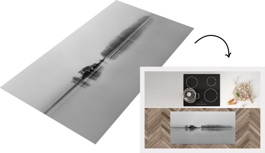 KitchenYeah Keukenloper Loper keuken Meer zwart-wit foto 120x60 cm Keukenloper vinyl