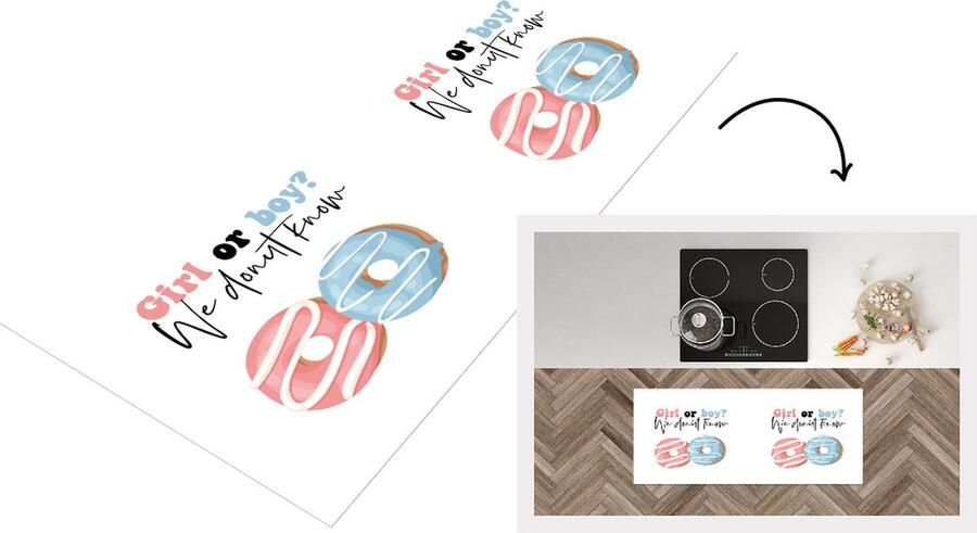 KitchenYeah Keukenloper Loper keuken Meisje Babyshower Quote Jongen Girl or Boy we donut know Spreuken 120x50 cm Keukenloper vinyl