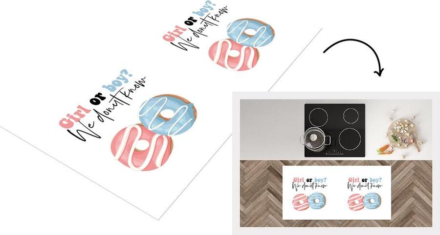 KitchenYeah Keukenloper Loper keuken Meisje Babyshower Quote Jongen Girl or Boy we donut know Spreuken 120x60 cm Keukenloper vinyl