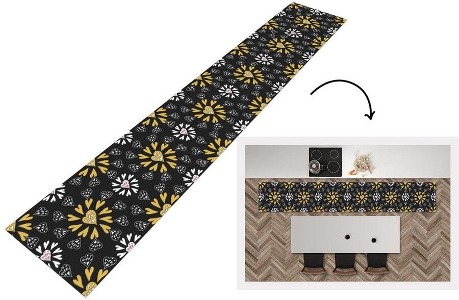 KitchenYeah Keukenloper Keukenmat Meisje Hart Patronen 360x60 cm Keuken vloerkleed