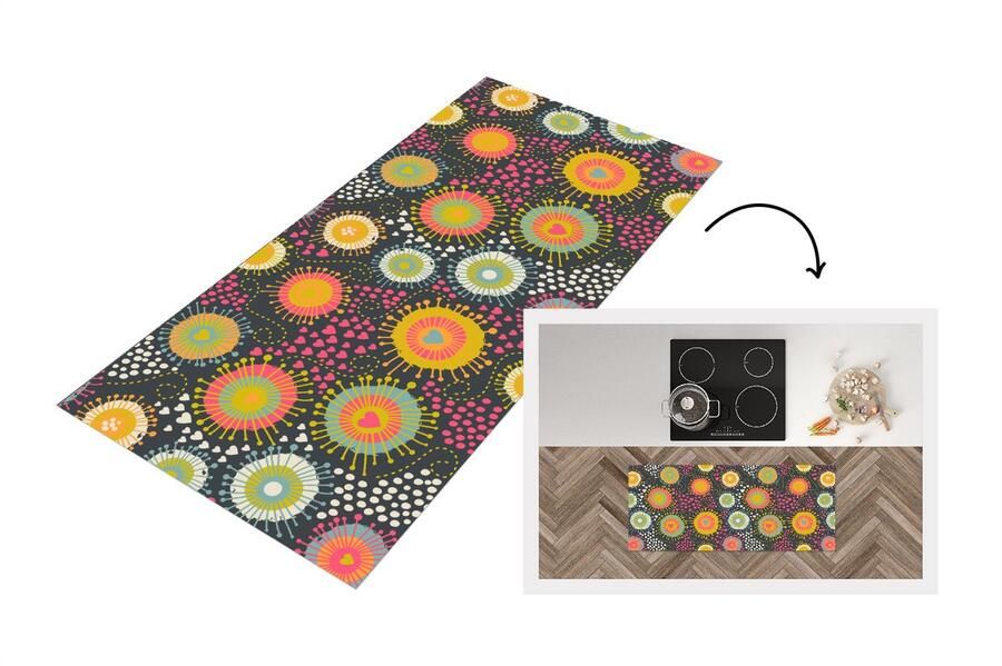 KitchenYeah Keukenloper Loper keuken Meisje Hartjes Liefde Patronen 120x50 cm Keukenloper vinyl