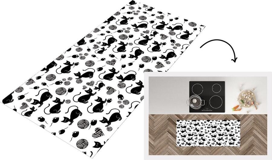 KitchenYeah Keukenloper Loper keuken Meisje Kat Muis Patronen 120x50 cm Keukenloper vinyl