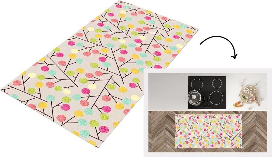 KitchenYeah Keukenloper Loper keuken Meisje Lolly snoep Boom Patronen 120x60 cm Keukenloper vinyl