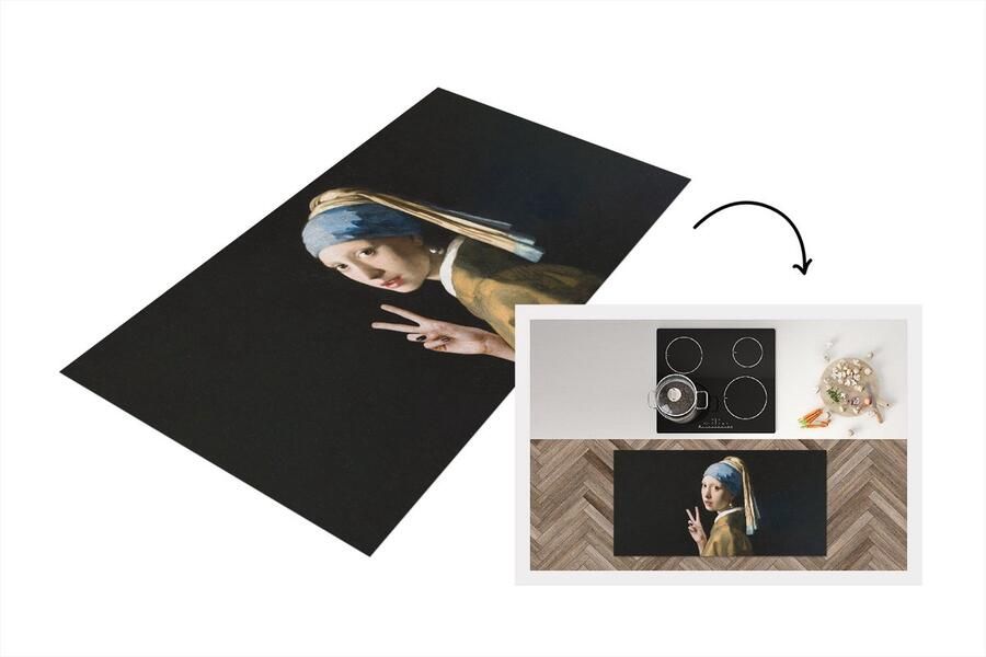 KitchenYeah Keukenloper Loper keuken Meisje met de parel Johannes Vermeer Oude meesters 120x60 cm Keukenloper vinyl