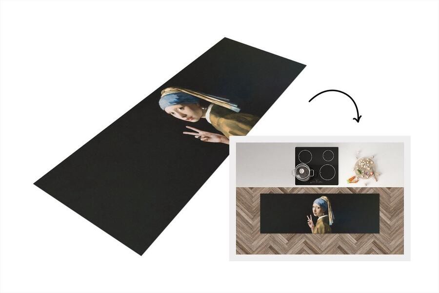 KitchenYeah Keukenloper Loper keuken Meisje met de parel Oude meester Kunst 150x50 cm Keukenloper vinyl
