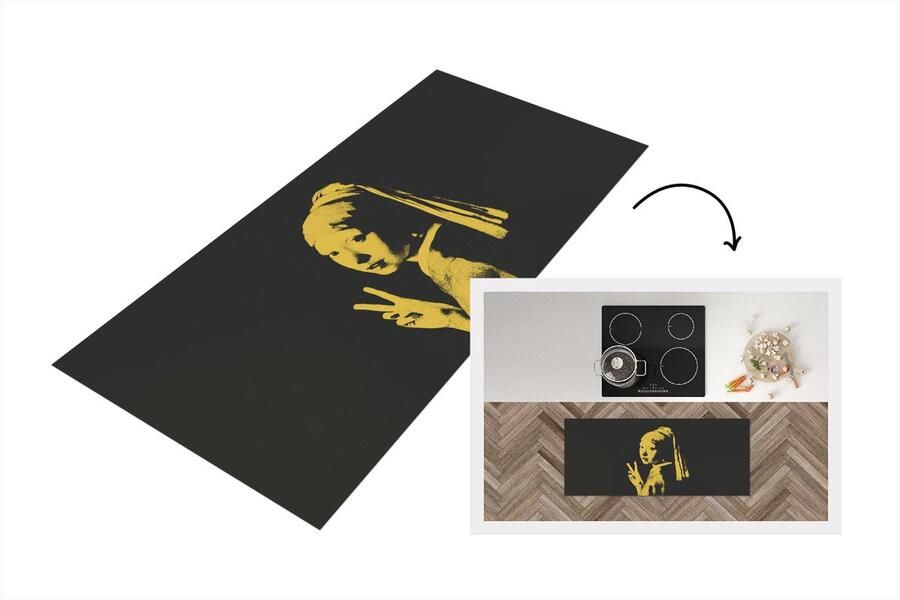 KitchenYeah Keukenloper Loper keuken Meisje met de parel Vermeer Peace 120x50 cm Keukenloper vinyl