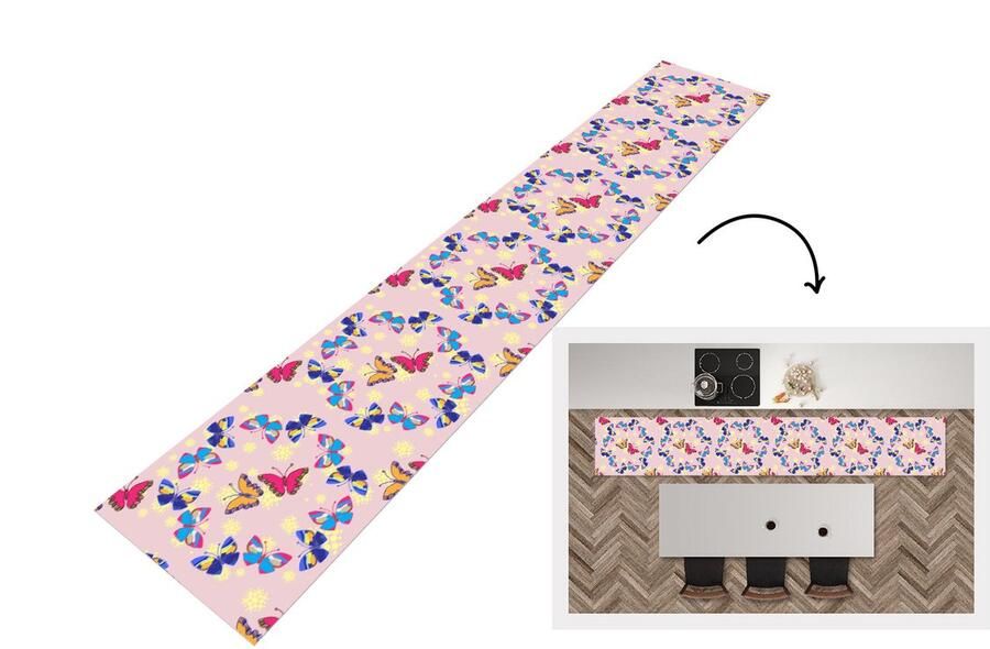 KitchenYeah Keukenloper Keukenmat Meisje Vlinder Insecten Patronen 360x60 cm Keuken vloerkleed