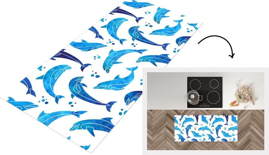 KitchenYeah Keukenloper Loper keuken Meisjes Dolfijn Dieren Patronen 120x50 cm Keukenloper vinyl