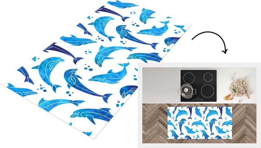 KitchenYeah Keukenloper Loper keuken Meisjes Dolfijn Dieren Patronen 120x60 cm Keukenloper vinyl