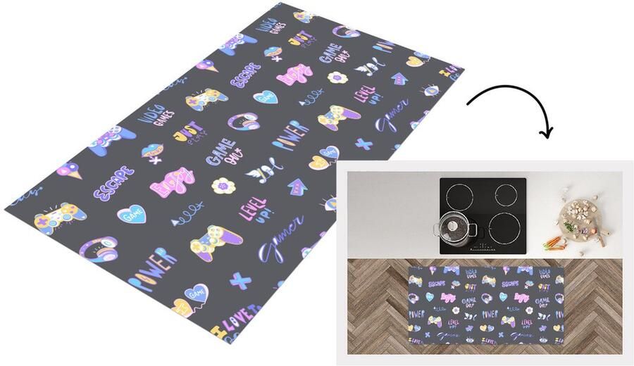 KitchenYeah Keukenloper Loper keuken Meisjes Gaming Console Patronen 120x60 cm Keukenloper vinyl