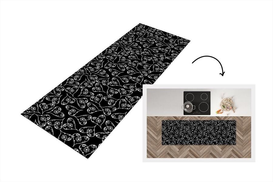 KitchenYeah Keukenloper Loper keuken Meisjes Hart Bloemen Patronen 180x60 cm Keukenloper vinyl
